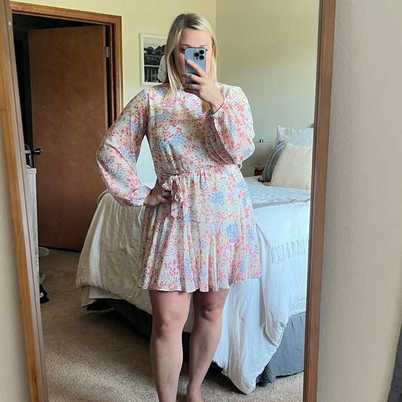She + Sky Long Sleeve Floral Dress - Picture 1 of 3